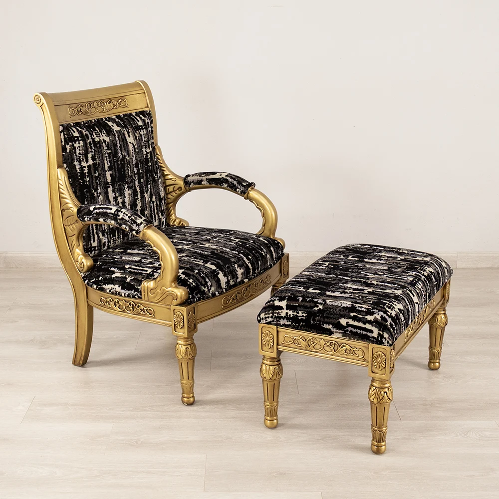 Blackgild armchair and footstool
