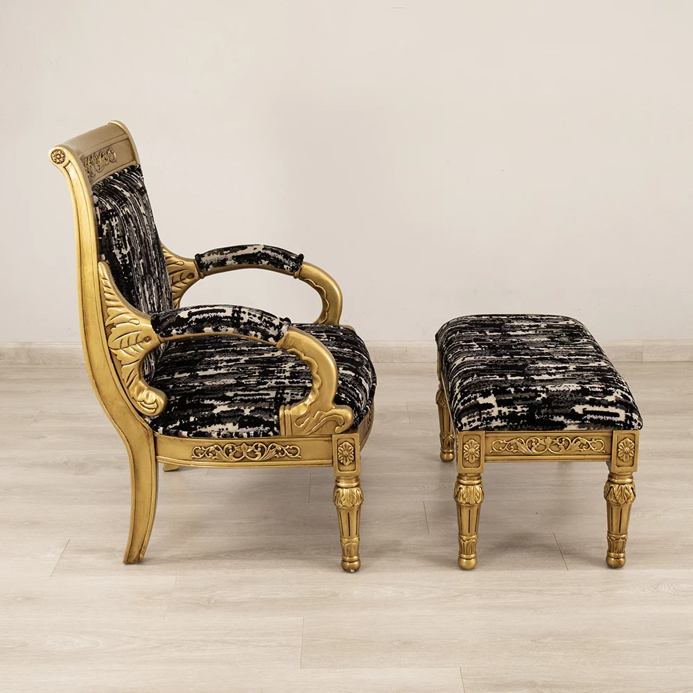 Blackgild Armchair and Footstool - Image 5