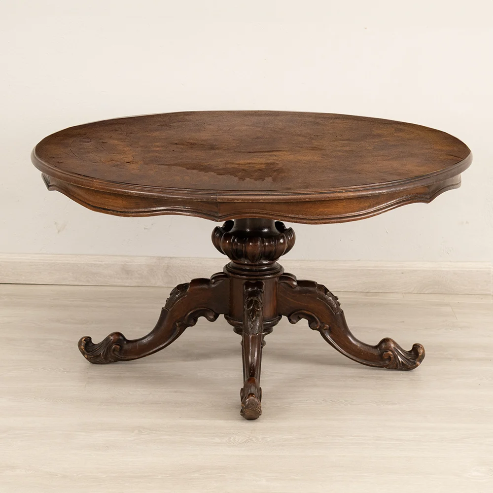 Walnut round coffee table