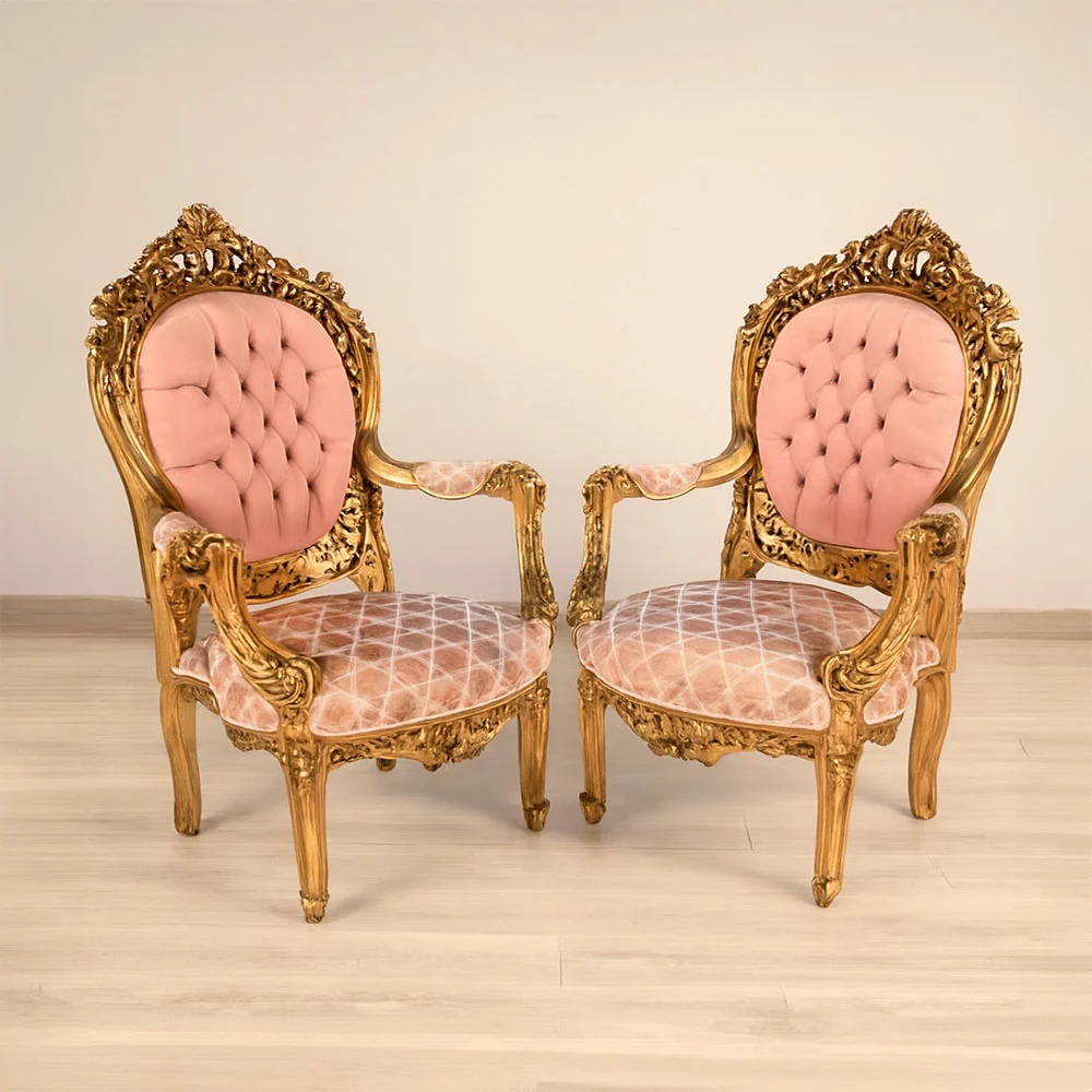 French Gilt Painted Armchairs