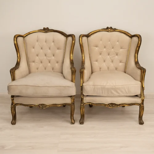 High Back Gilded Armchairs