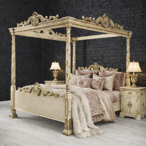 4 Poster Bed with Scroll Tops