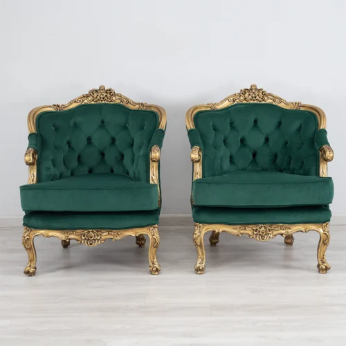 French gilded wide armchairs