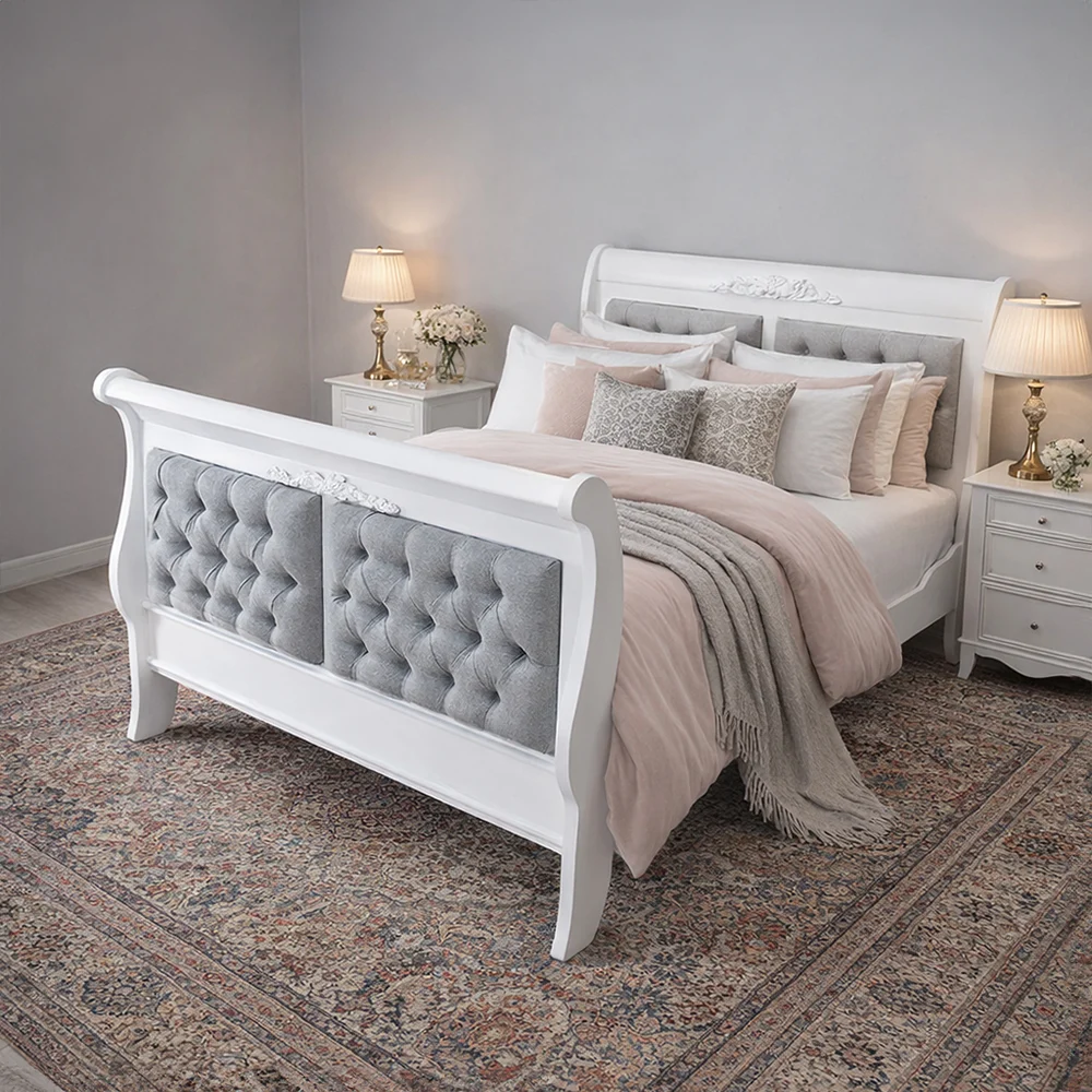 Button sleigh bed setting