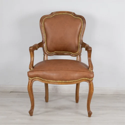 Single Leather Studded Armchair